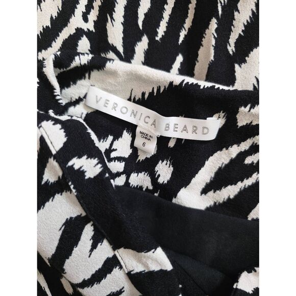 VERONICA BEARD Skirt Womens sz 6 Black Ivory Ruched Long $395 - Picture 4 of 6